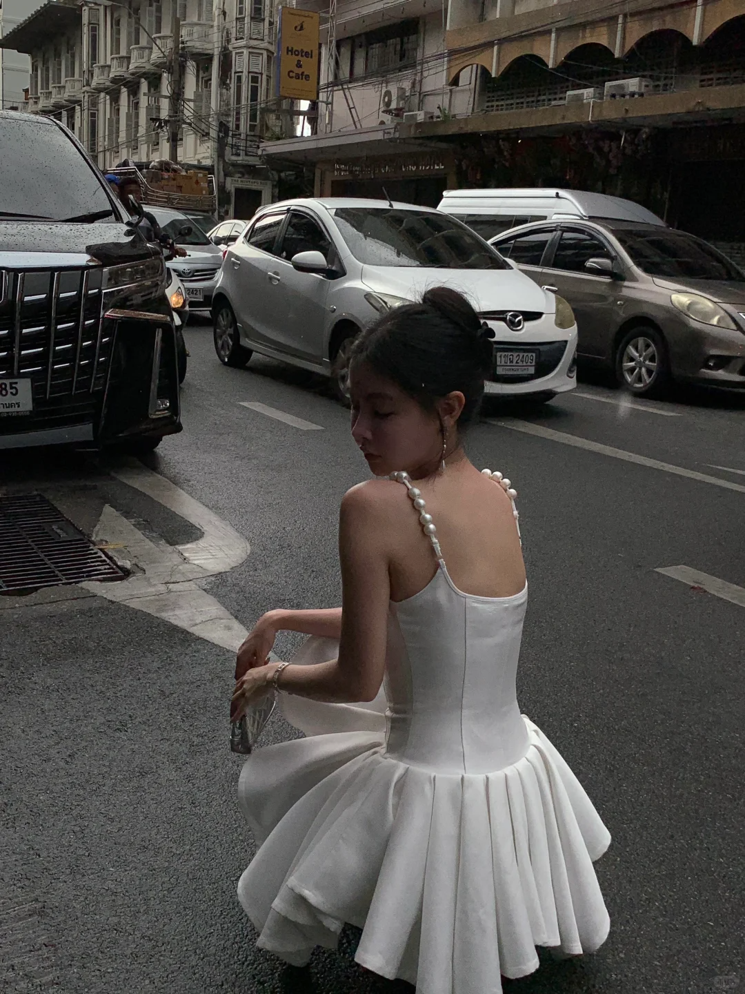 Elegant A Line Straps Pearl White Satin Short Homecoming Dress Cocktail Dress DP2718
