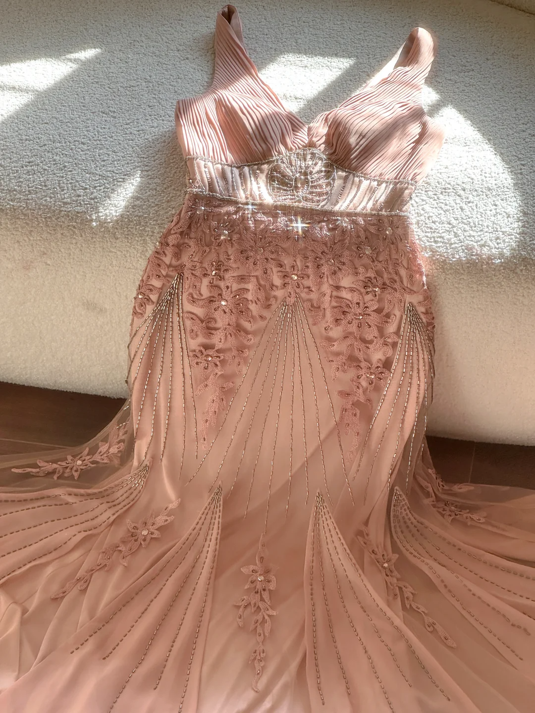 Classy Mermaid Spaghetti Strap Beaded Appliques Chiffon Prom Dress Party Dress DP2578