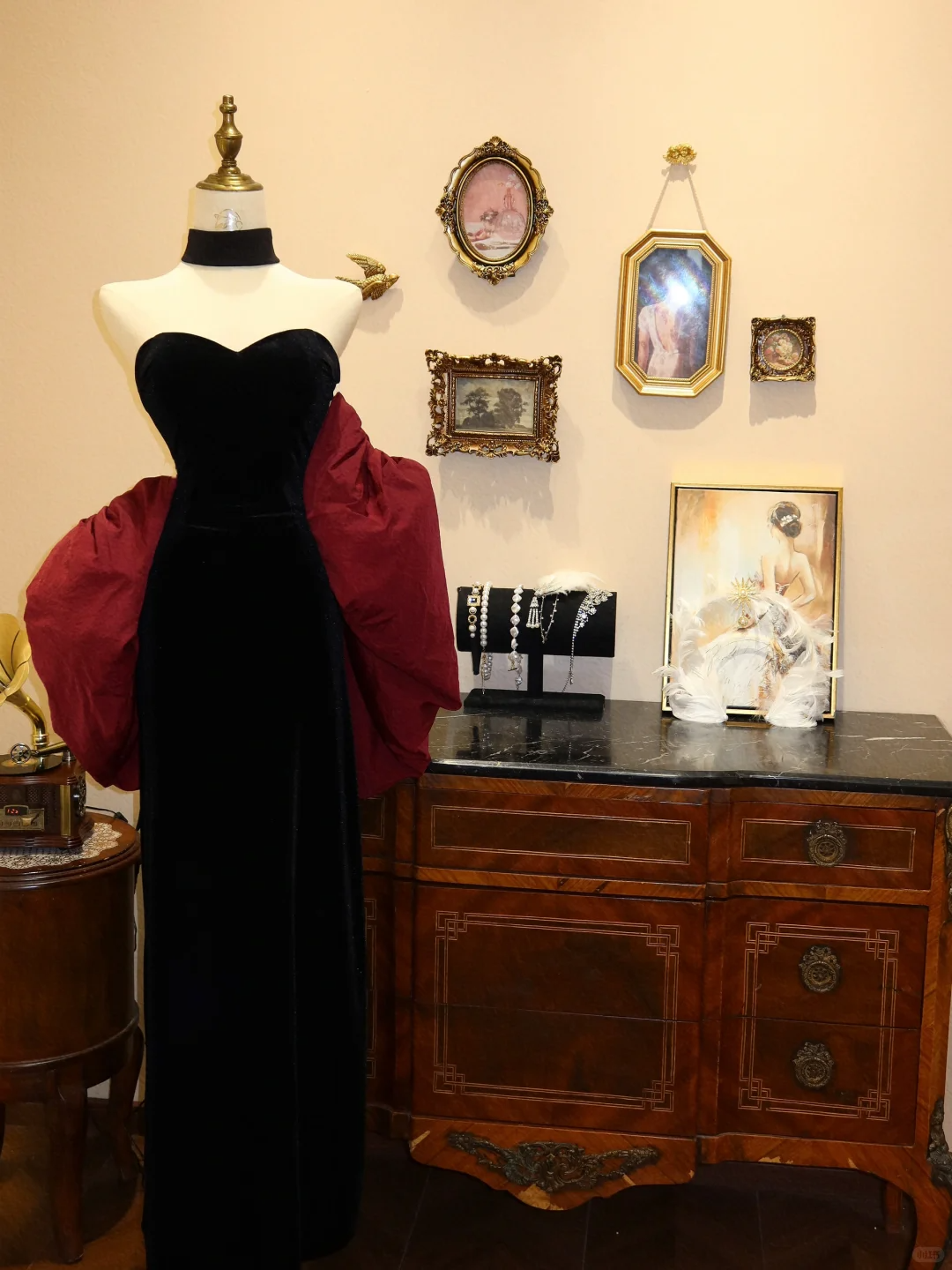 Elegant Sheath Sweetheart Neck Black Velvet Burgundy Satin Prom Dress 16th Birthday Dress DP3907