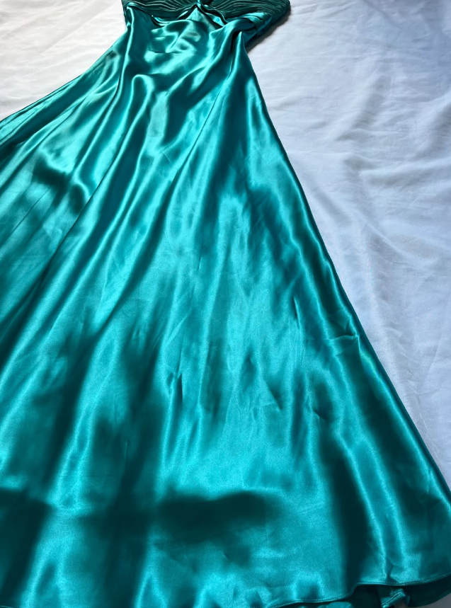 Vintage A Line Halter Blue Satin Long Prom Dress Evening Dress DP2139