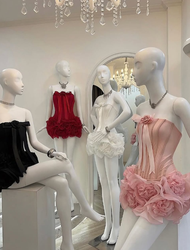 Black A Line Strapless Flower Satin Mini Homecoming Dress Cocktail Dress DP2807
