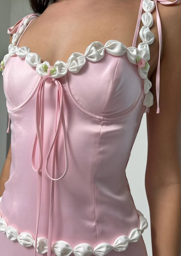 Pink Two Piece A Line Spaghetti Strap Satin Mini Homecoming Dress Birthday Dress DP3124