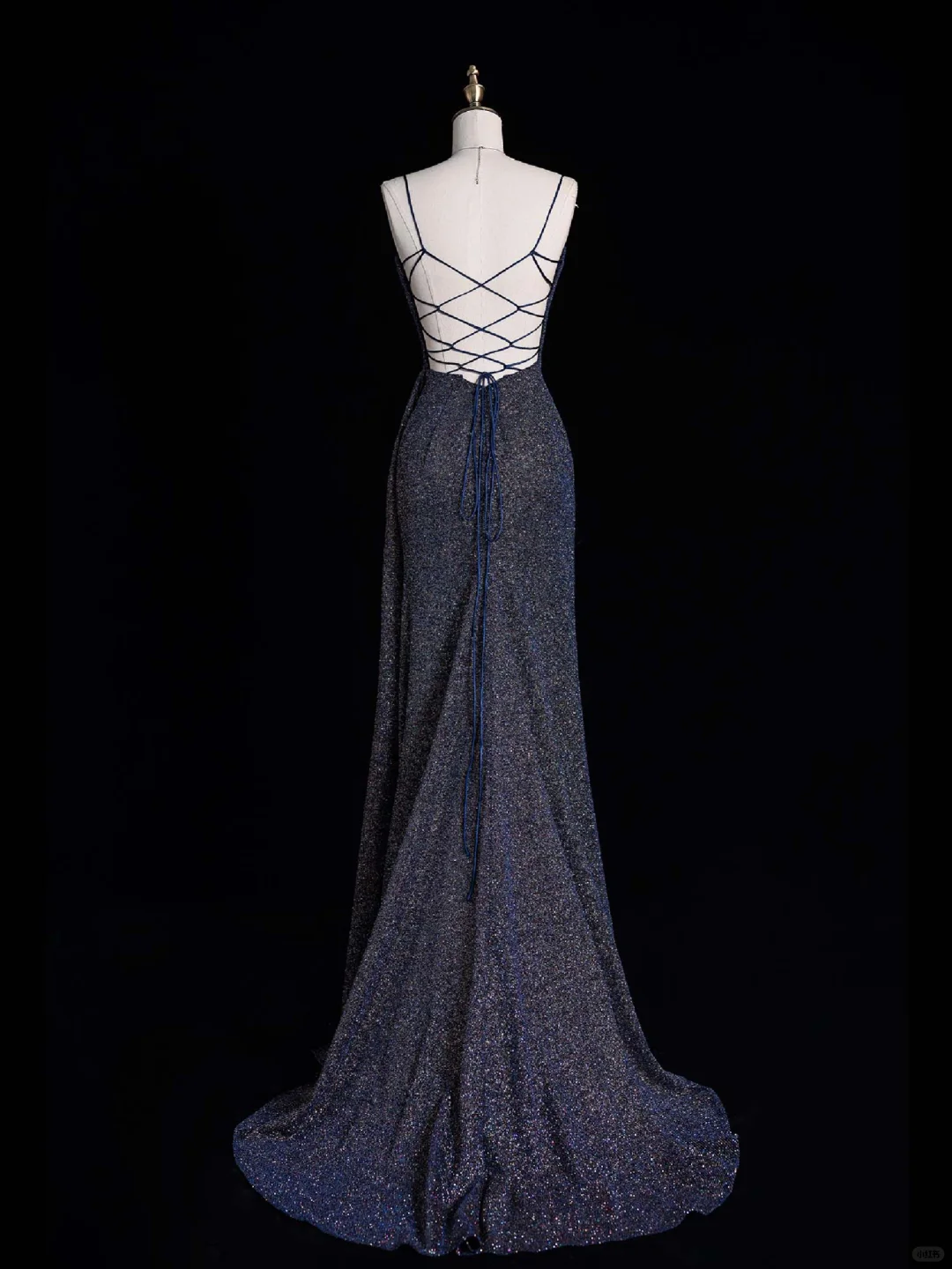 Stunning A Line Spaghetti Strap Sequin Open Back Long Prom Dress Graduation Prom Dress DP2213