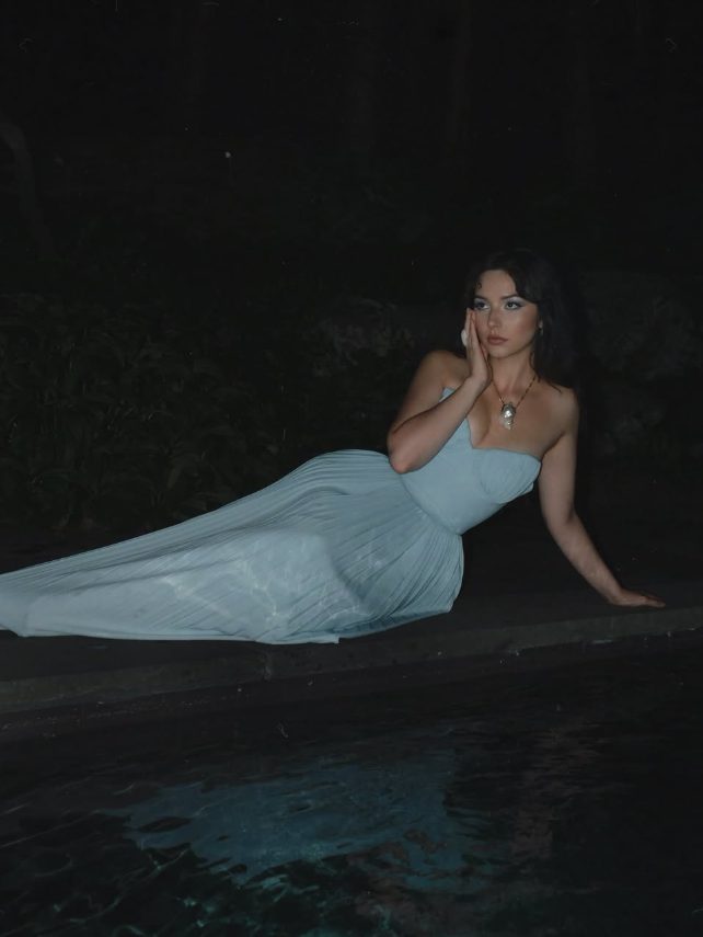 Blue A Line Sweetheart Neck Pleated Satin Prom Dress Formal Dress Wedding Guest Dress DP3390