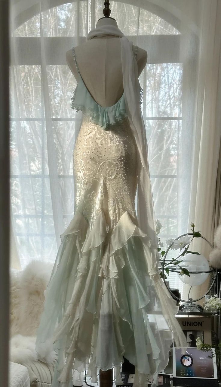 Gentle Mermaid Spaghetti Strap Mint Green Chiffon Long Prom Dress Graduation Prom Dress DP1961
