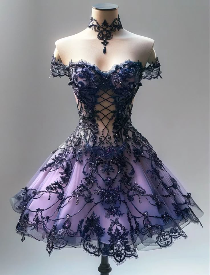 Gorgeous A Line Off the Shoulder Beaded Purple Tulle Short Prom Dress Evening Dress DP2004