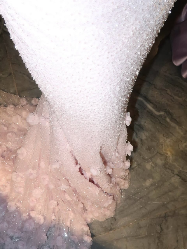 Romantic Pink Flower Beaded Sequin Puff Tulle Long Prom Dress Party Dress Date Dress DP2989