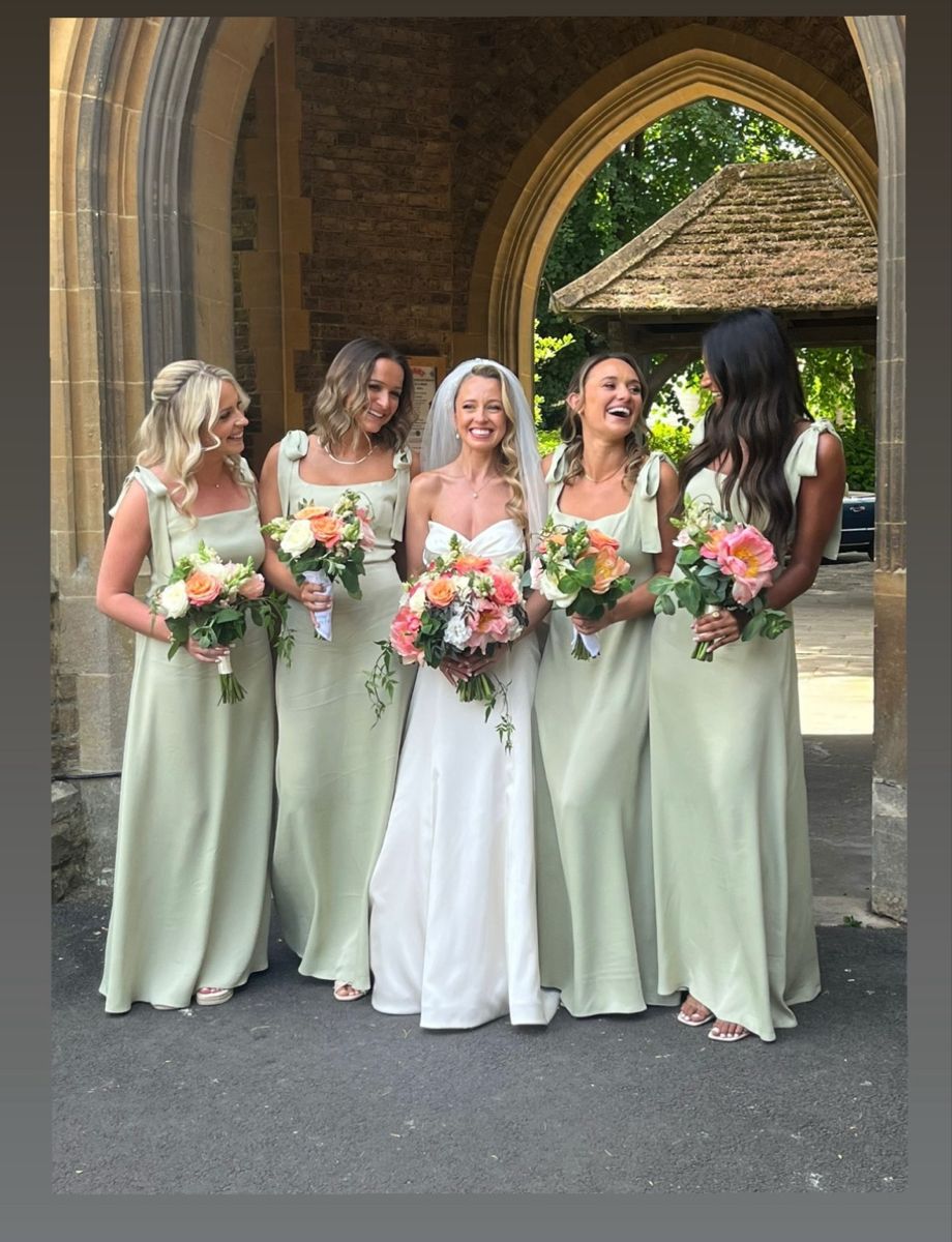 Simple Sage Green A Line Straps Satin Long Bridesmaid Dress DP5106