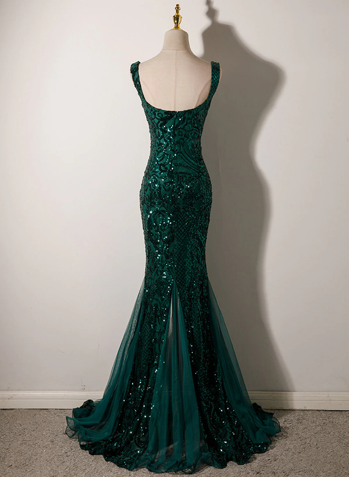 Green Mermaid Long Straps Sequins Long Prom Dress Evening Dress DP230