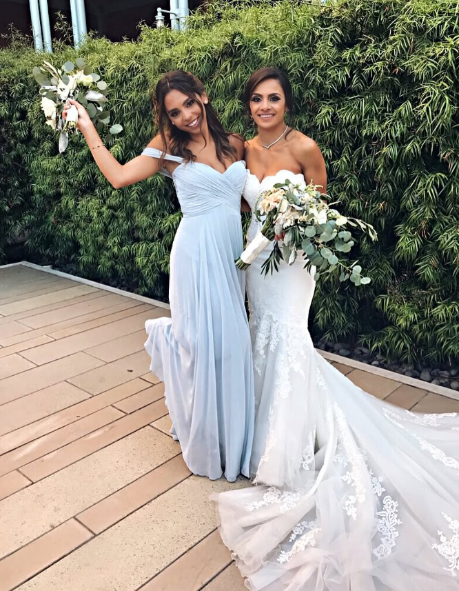 Blue A Line Off the Shoulder Chiffon Long Prom Dress Bridesmaid Dress DP1521