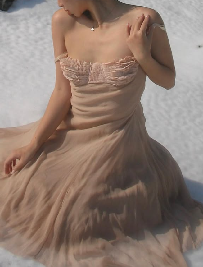 Khaki A Line Spaghetti Straps Lace Chiffon Prom Dress Evening Dress DP4018