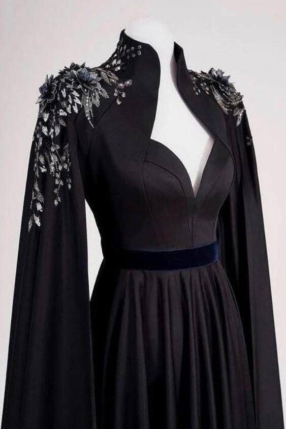 Gorgeous Satin Beaded Appliques Evening Dress Long Prom Dress DP510