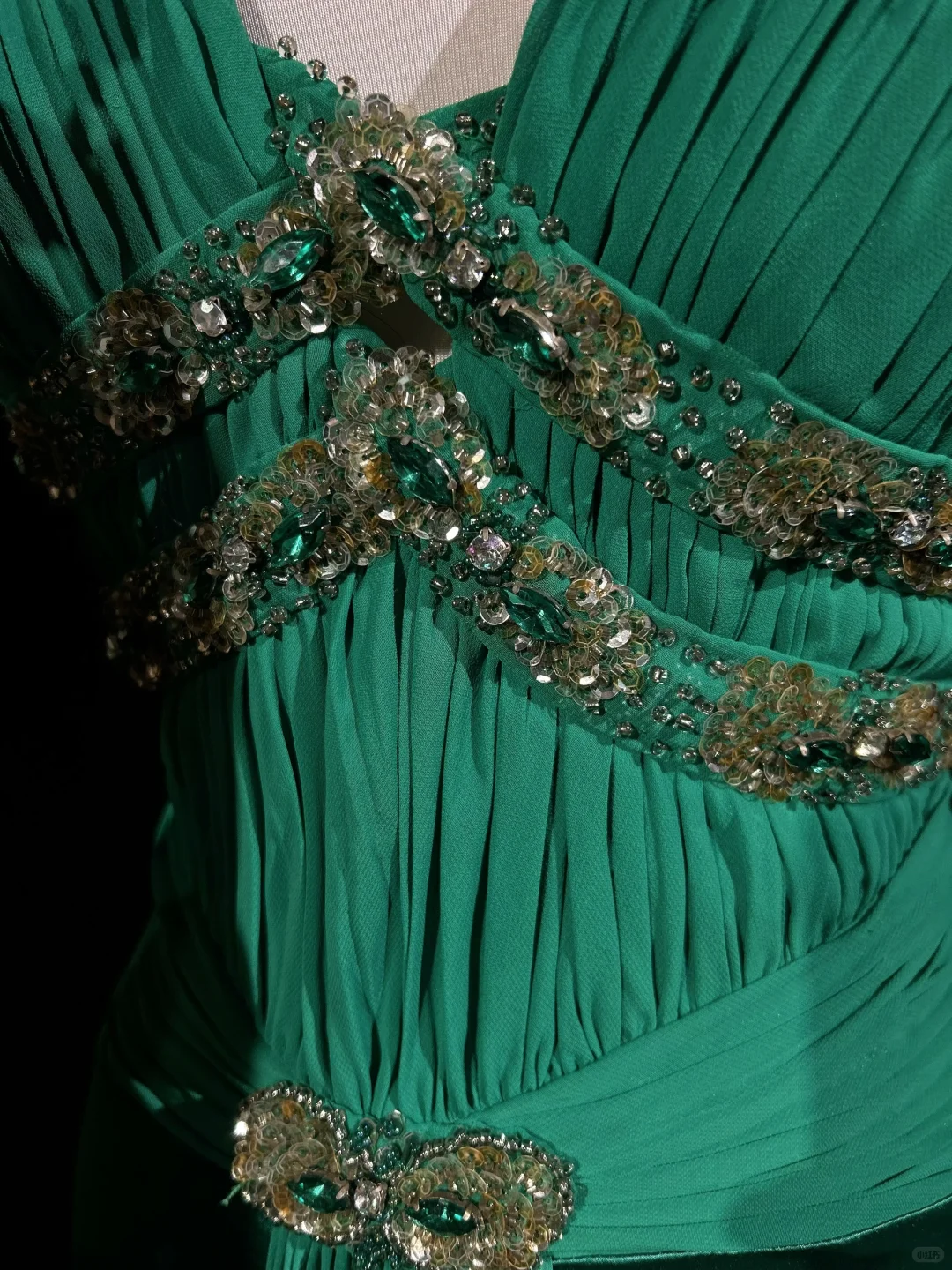 Vintage V Neck Beaded Hunter Green Satin Chiffon Long Prom Dress Party Dress DP2768