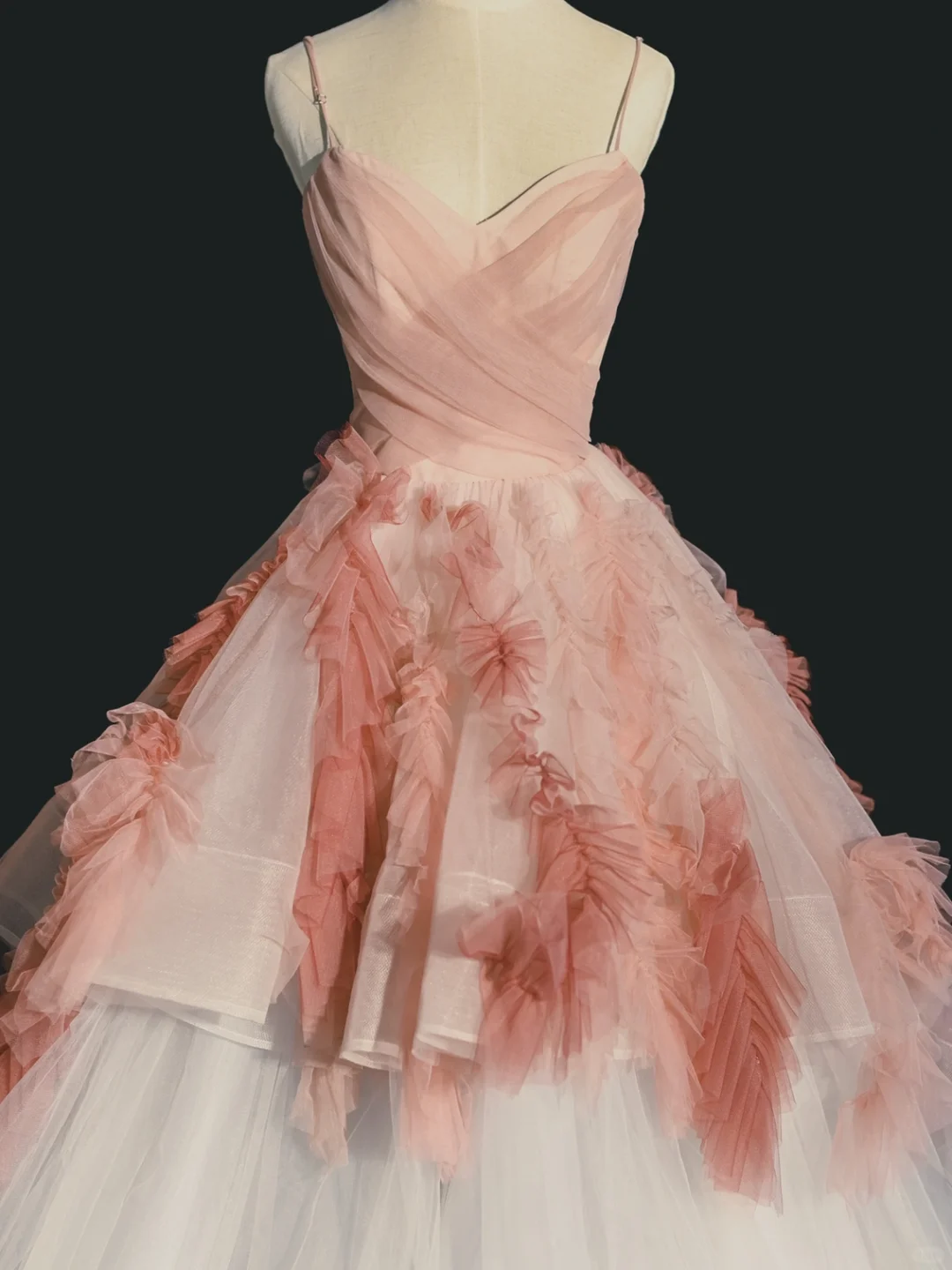Pink A Line Spaghetti Strap Tulle Long Prom Dress Graduation Prom Dress DP2145
