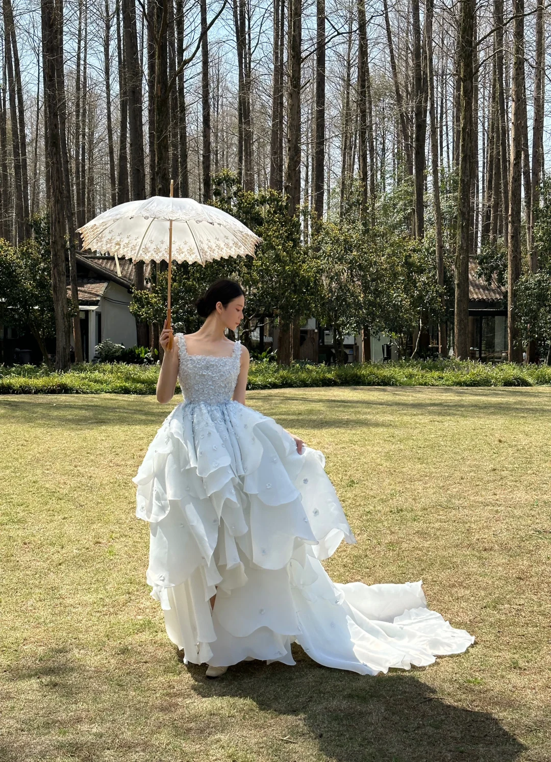 Iceberg Ball Gown Exquisite Floral Layered Organza Prom Dress Formal Dress 16th Birthday Dress DP3447