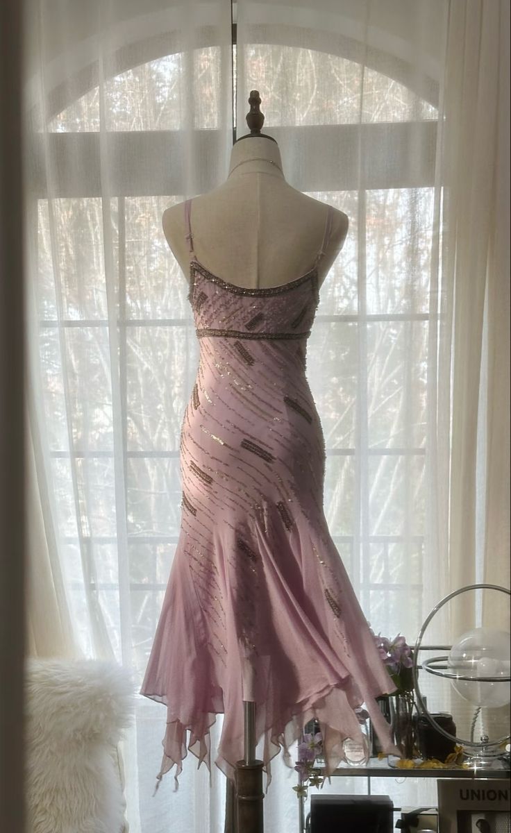 Purple Mermaid Spaghetti Strap Beaded Chiffon Prom Dress Graduation Prom Dress DP2151
