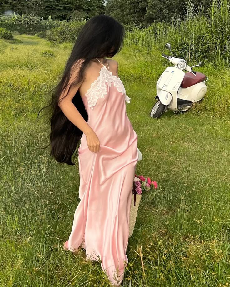 Elegant Light Pink A Line Halter Lace Satin Open Back Prom Dress Evening Dress Outfits DP3398