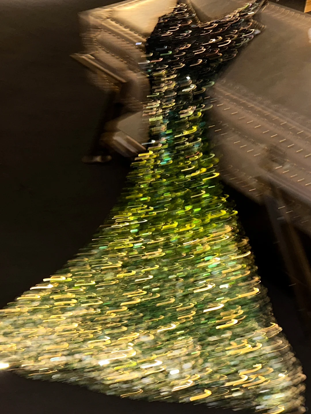 Shiny Green Ombre A Line V Neck Sequin Long Prom Dress Evening Dress DP1960