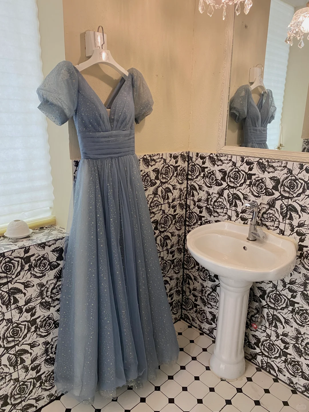 Princess Blue Ball Gown Puff Sequin Tulle 16th Birthday Dress Prom Dress Formal Dress DP3339