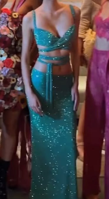 Sexy Lake Blue Sheath Spaghetti Straps Shiny Sequin Long Prom Dress DP8145