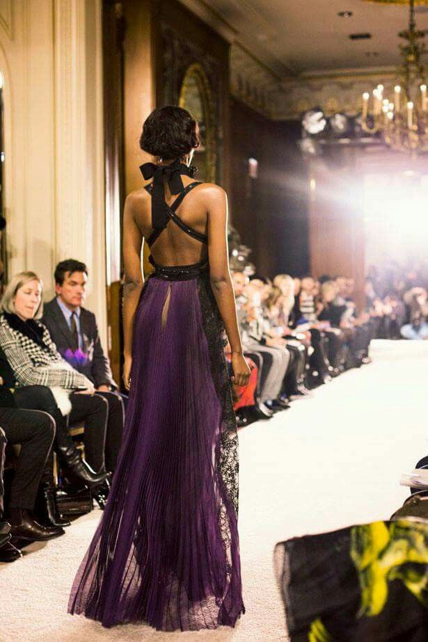 Elegant A Line V Neck Black Lace Purple Chiffon Long Prom Dress Graduation Prom Dress DP2039