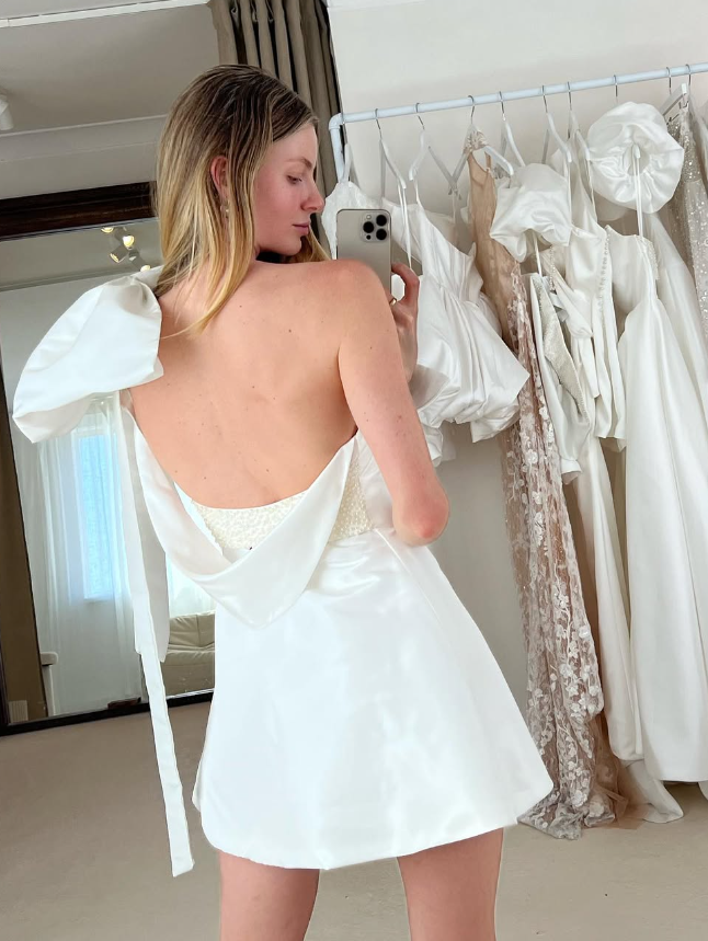 A Line One Shoulder Long Sleeve White Satin Short Homecoming Dress Birthday Dress DP1619