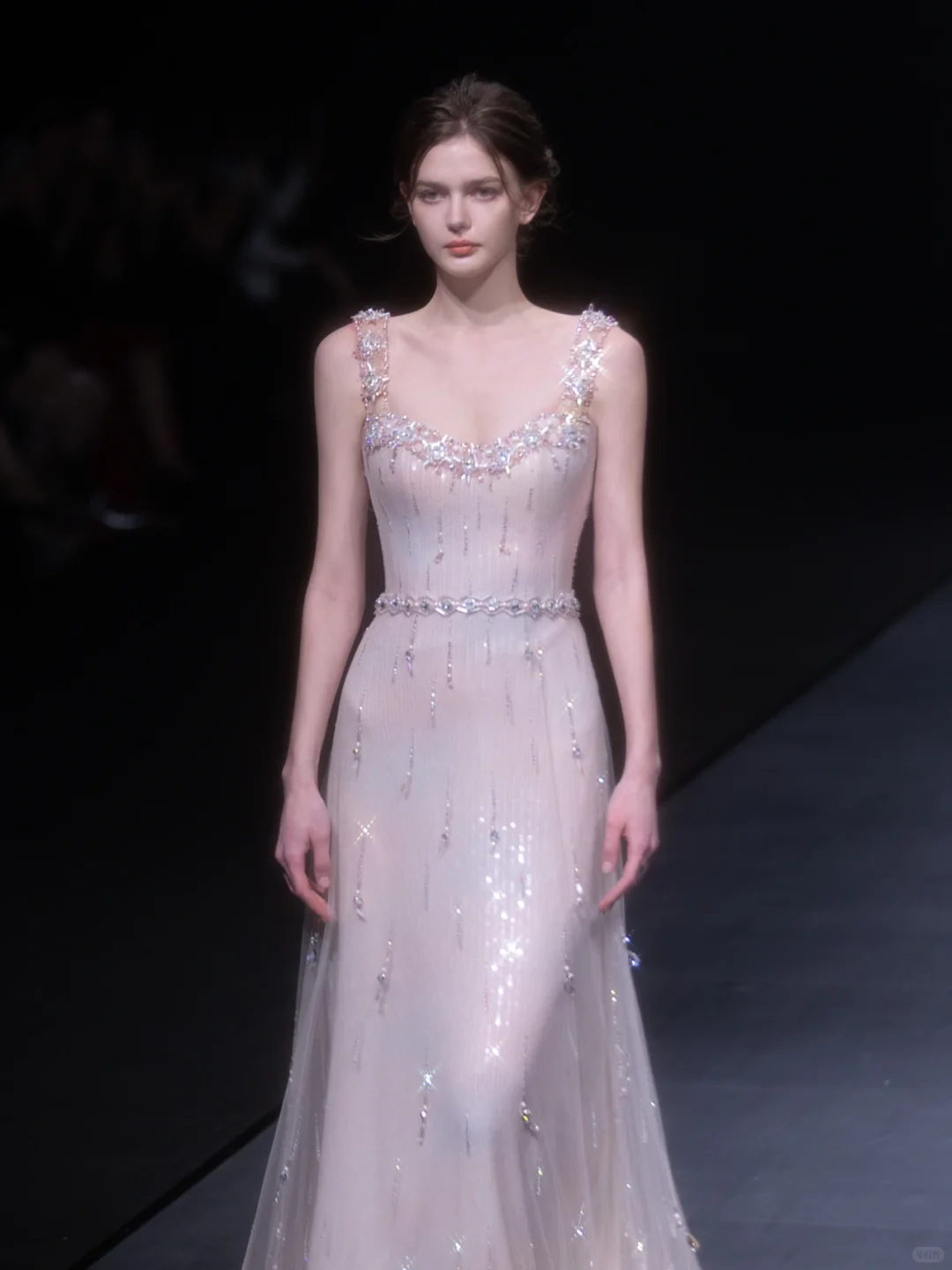2025 Shiny A Line Straps Beaded Feather Tulle Prom Dress Evening Dress DP2798