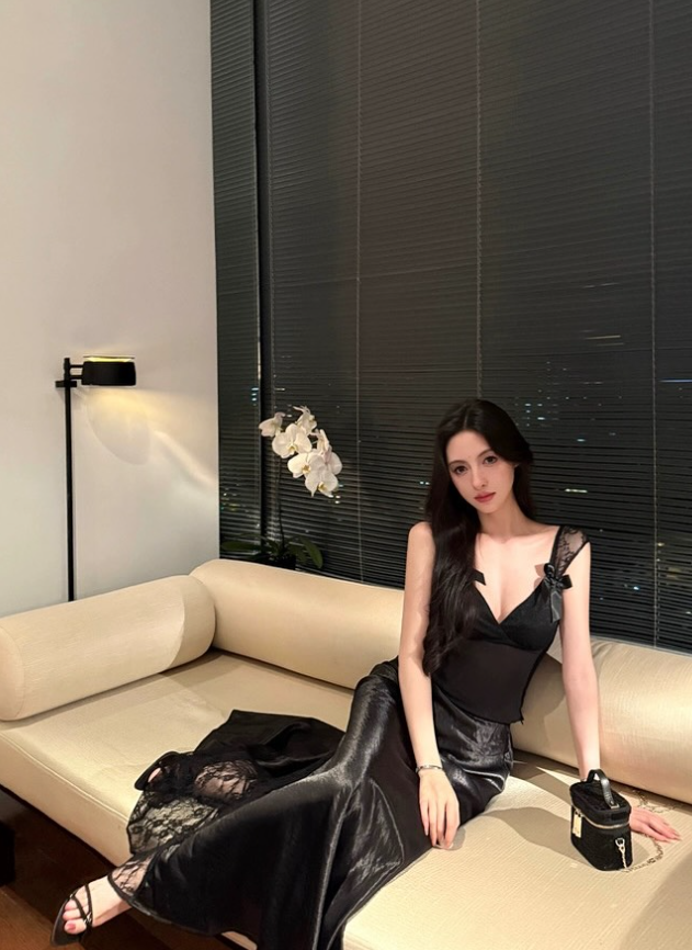 Black Two Piece A Line Straps Lace Satin Prom Dress Evening Dress DP5422