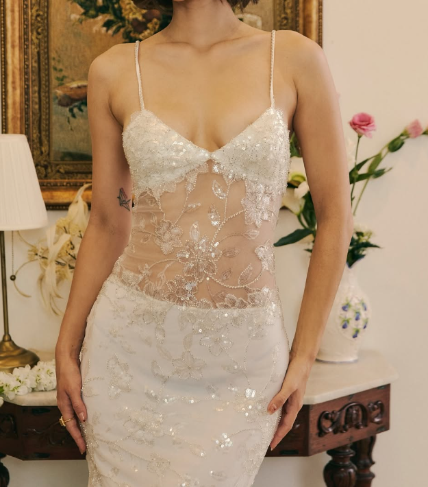 Exquisite White Floral Beaded Sequin Tulle Long Evening Gown Prom Gown DP2920