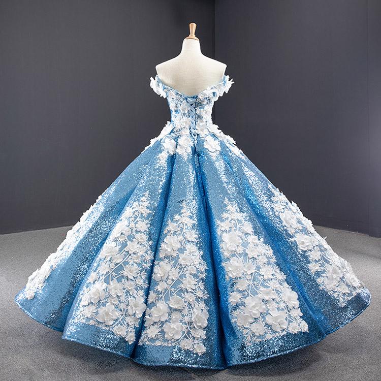 Luxurious Ball Gown Off-the-shoulder Appliques Sequin Prom Dresses DP857
