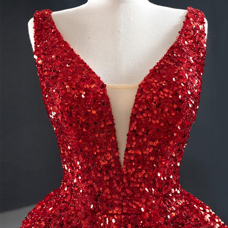 Sparkly A Line Deep V Neck Sequins Long Prom Dresses DP862