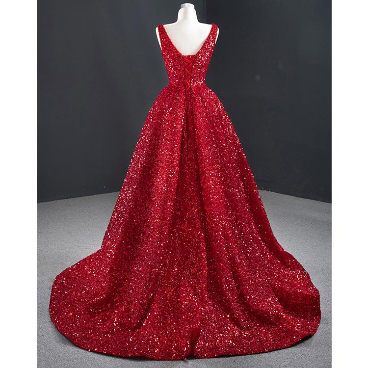 Sparkly A Line Deep V Neck Sequins Long Prom Dresses DP862