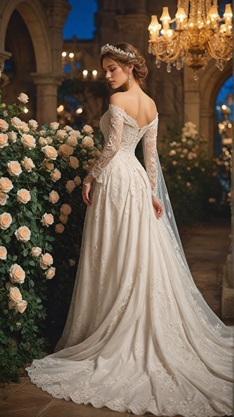Pretty Mermaid Long Sleeve Lace Tulle Long Wedding Gown DP3672