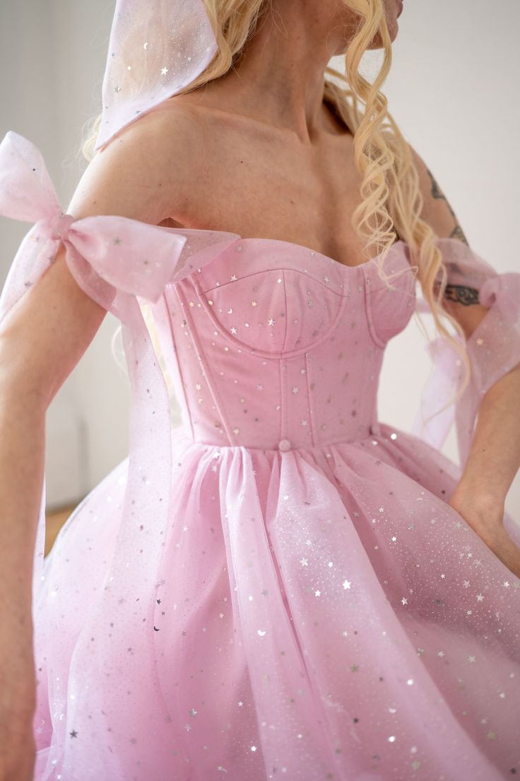 Star Sequin Pink A Line Straps Layered Tulle Date Dress Prom Dress Evening Dress DP3372