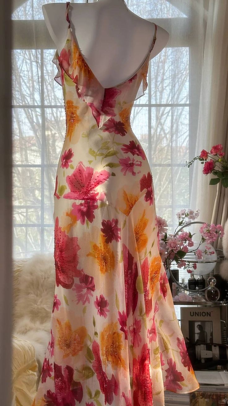 Pretty Chiffon Print Floral Beaded Mermaid Evening Dress Long Formal Party Dress DP3001