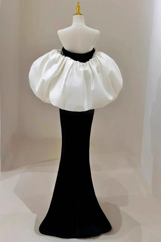 Gorgeous Black Velvet Mermaid Prom Dress Strapless Party Gown DP339