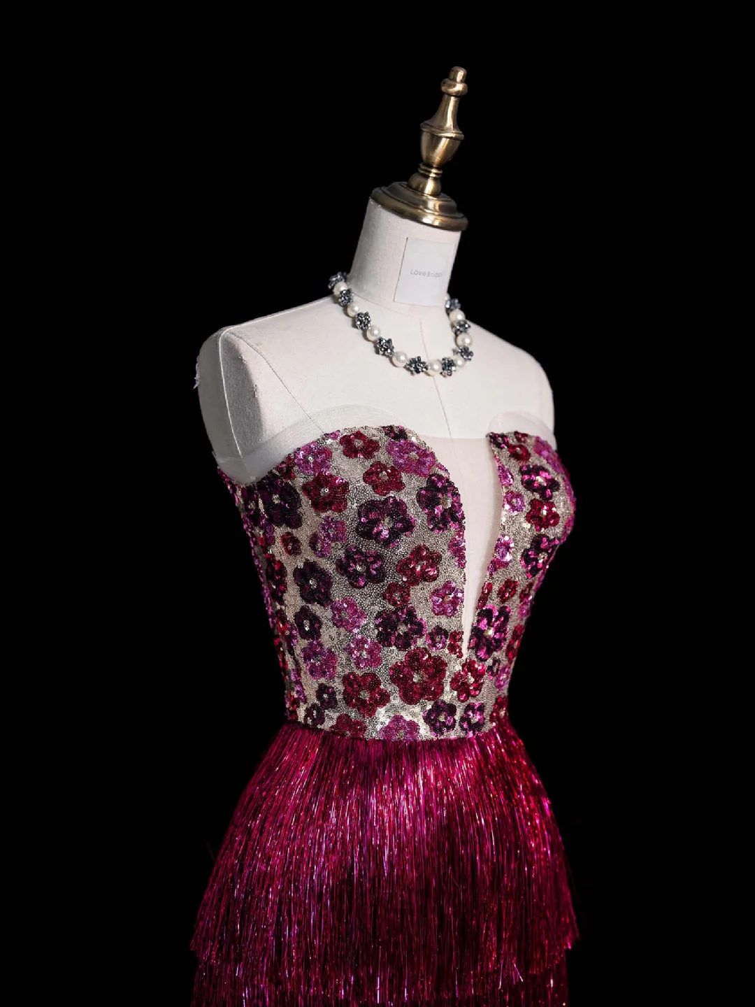 Gorgeous Sheath Strapless Floral Sequin Long Prom Dress Graduation Prom Dress DP2052