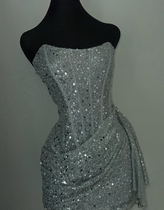 Gorgeous Pink Sequins Short Bodycon Dress Homecoming Dress DP562