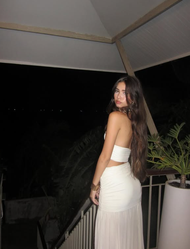 Ivory Two Piece Halter Chiffon Prom Dress Vacation Dress with Slit DP3984