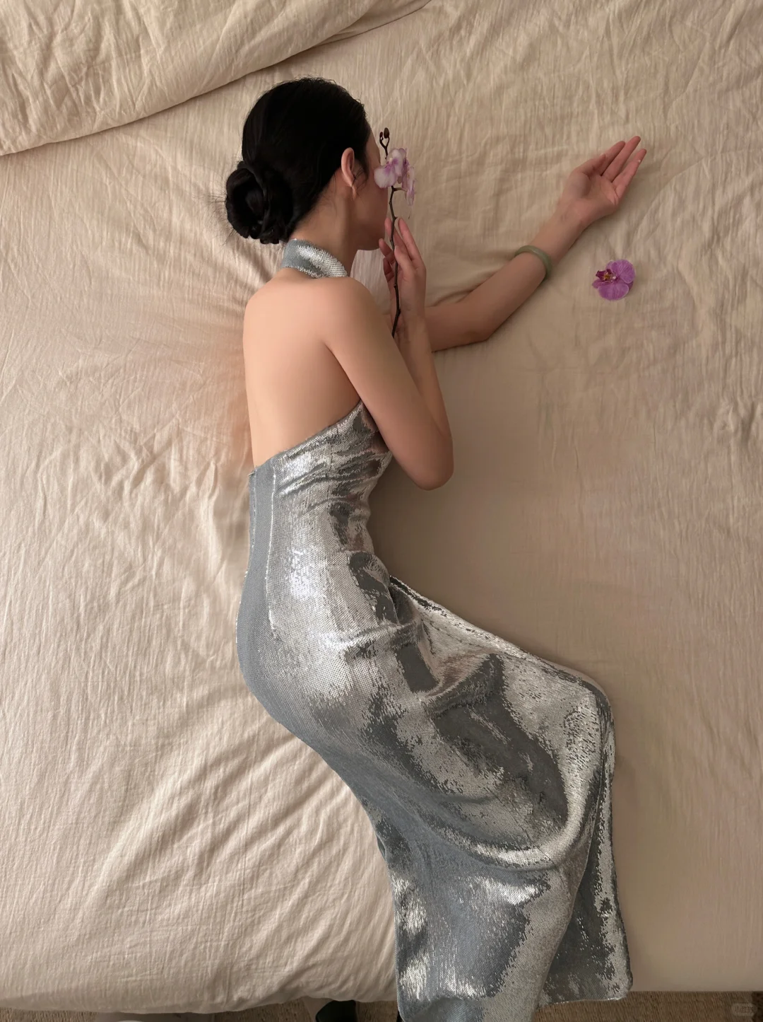 Stunning Silver Mermaid V Neck Sequin Open Back Prom Dress Formal Dress Party Dress DP3445