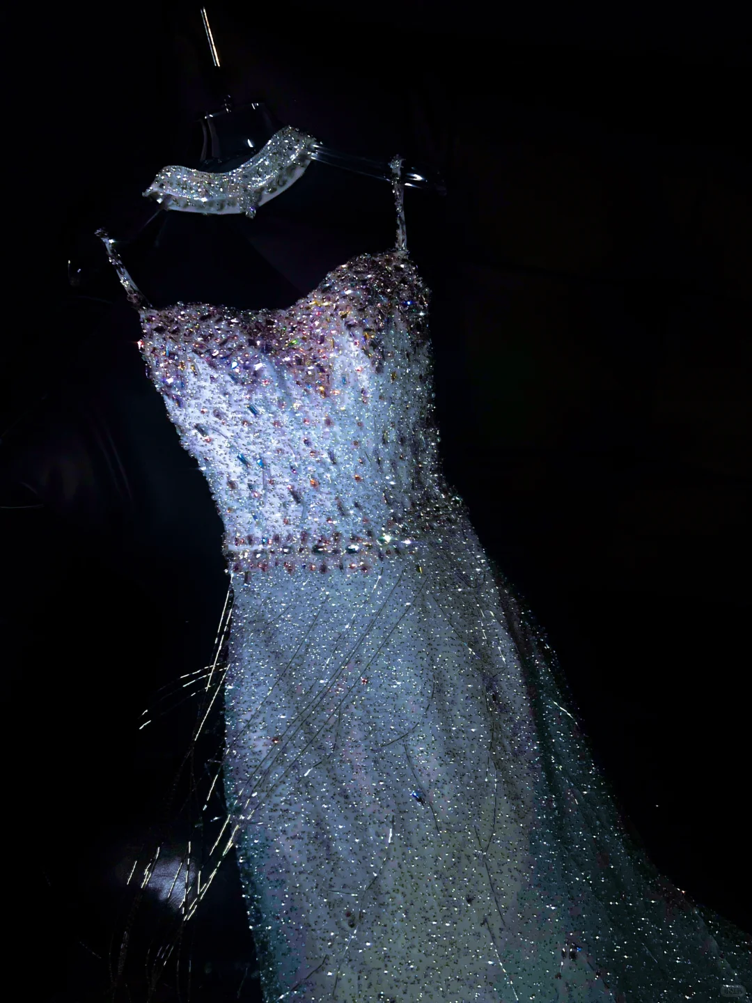 Gorgeous Mermaid Spaghetti Strap Beaded Sequin Blue Tulle Long Party Dress Evening Dress DP2599