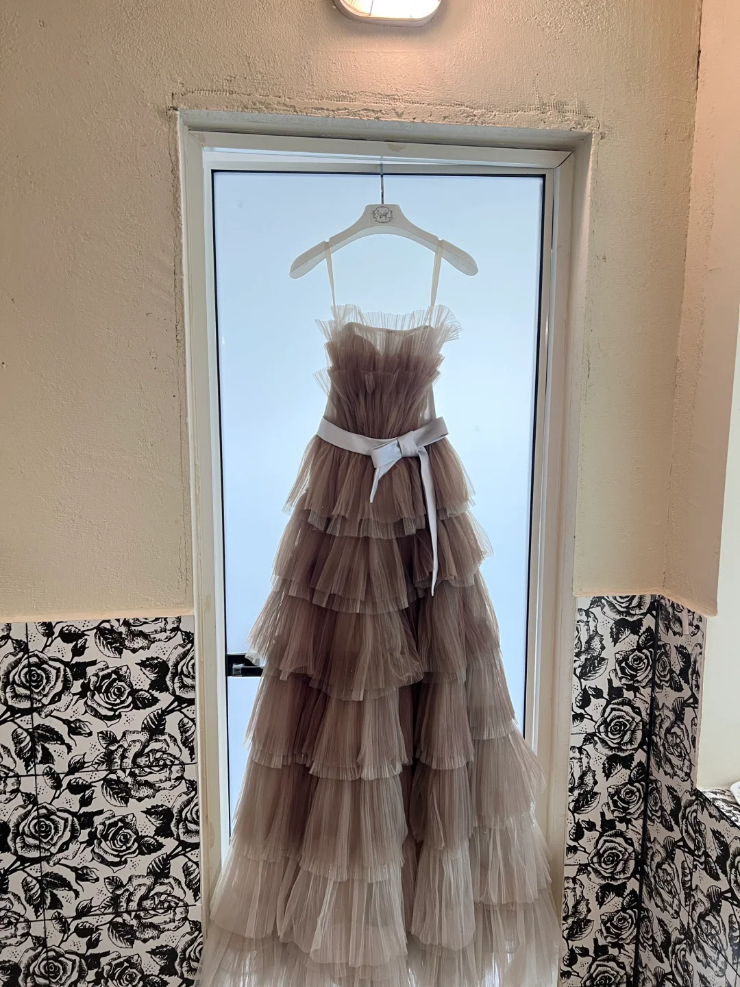 Unique Brown Grey Ombre A Line Strapless Layered Tulle Long Prom Dress Formal Dress DP3328