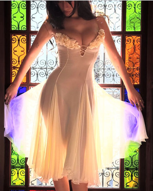 Sexy A Line Spaghetti Strap Apricot Chiffon Homecoming Dress Party Dress DP2584