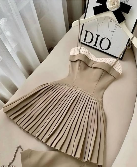 Simple A Line Spaghetti Strap Pleated Satin Short Homecoming Dress Evening Dress DP1342