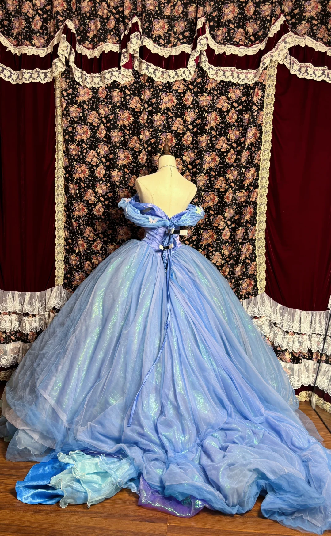 Princess Cinderella Ball Gown Off the Shoulder Blue Purple Tulle Prom Dress Sweet 16 Dress DP5661