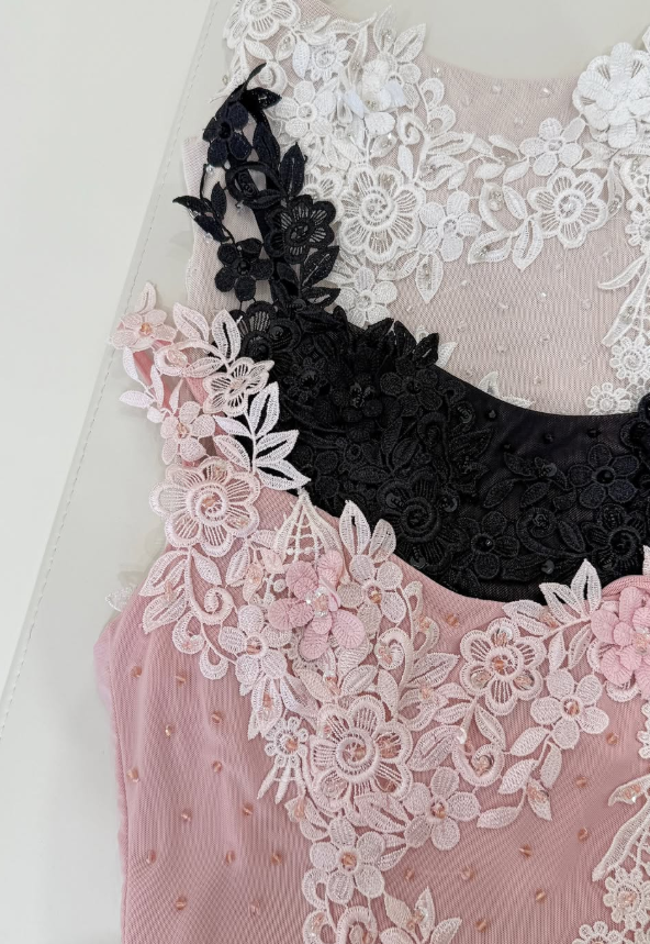 Elegant White Sheath Spaghetti Strap Lace Appliques Tulle Prom Dress Evening Dress DP6140