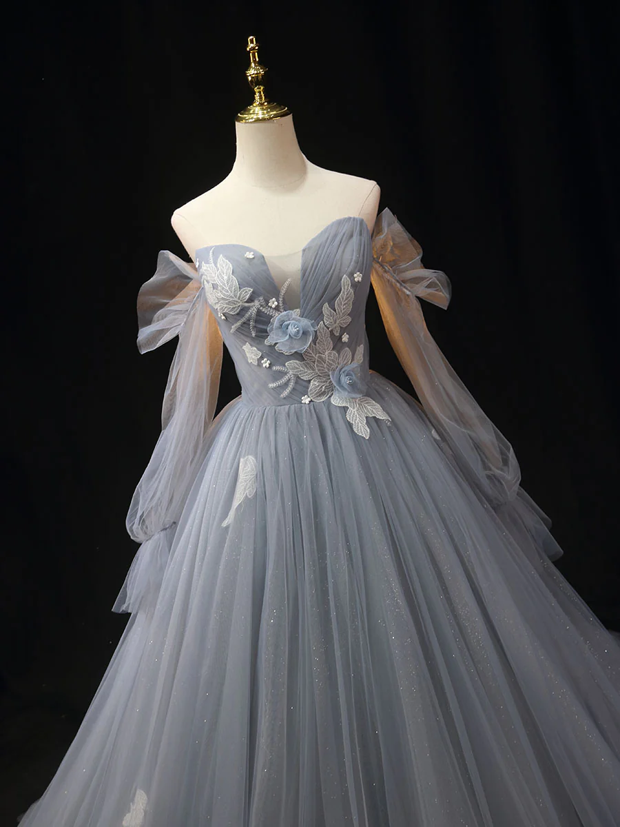 Elegant Tulle Appliques Long Prom Dress Formal Evening Dress DP613