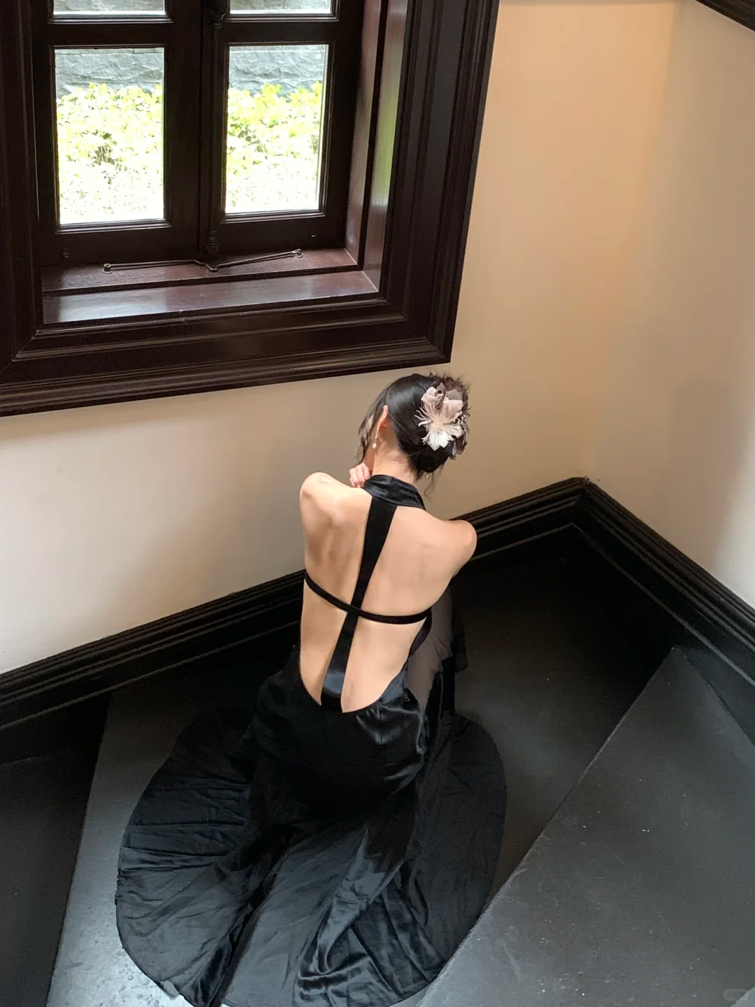 Sexy A Line Halter Black Chiffon Satin Open Back Prom Dress Party Dress DP4554