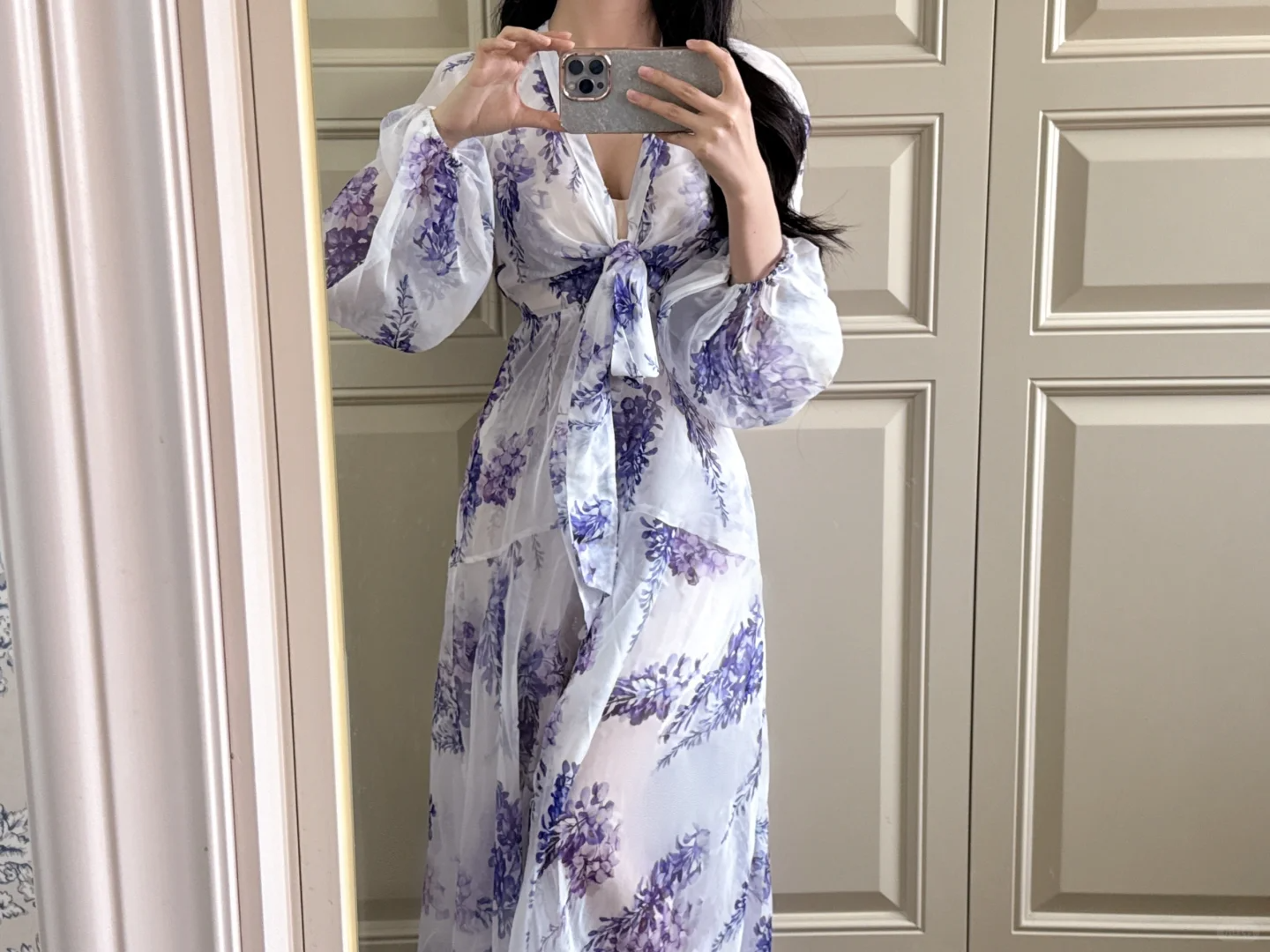 Wisteria A Line Long Sleeve Chiffon Long Prom Dress Outfits DP4611