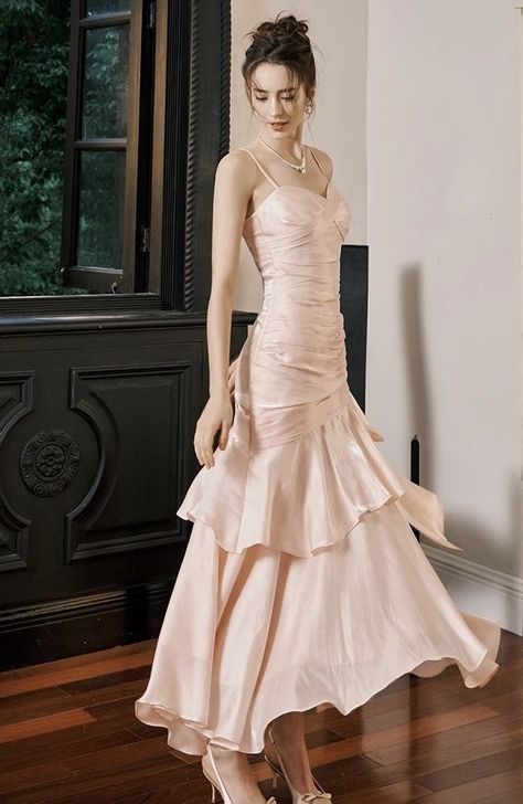 Pink Mermaid Spaghetti Straps Long Prom Dresses Birthday Party Dress Evening Gowns DP4237